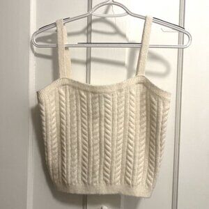 Express cable knit sweater tank top ivory size XS